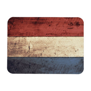 Old Wooden Netherlands Flag Magnet