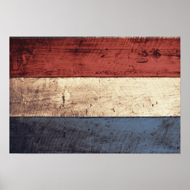 Old Wooden Netherlands Flag Poster (Front)