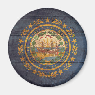 Old Wooden New Hampshire Flag; Magnet
