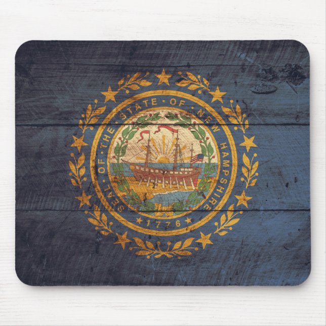 Old Wooden New Hampshire Flag; Mouse Mat (Front)