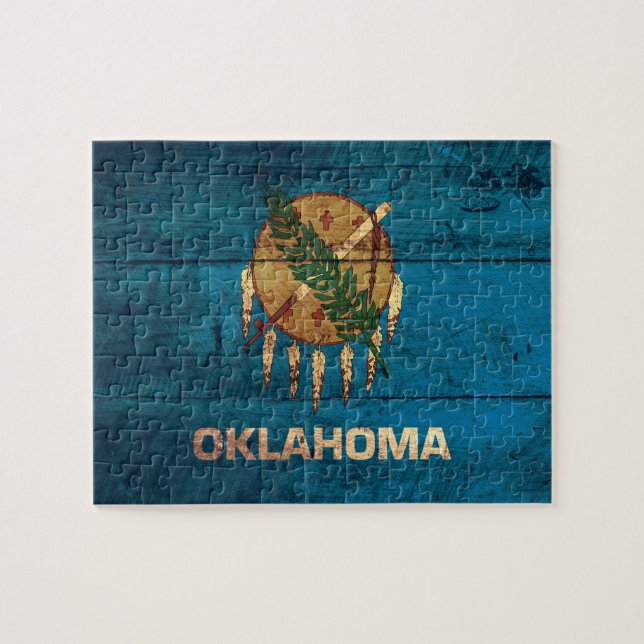 Old Wooden Oklahoma Flag; Jigsaw Puzzle (Horizontal)