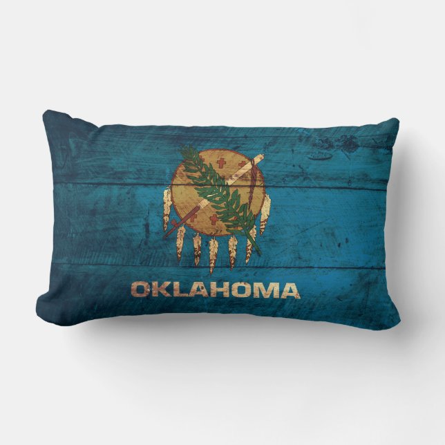 Old Wooden Oklahoma Flag; Lumbar Cushion (Front)