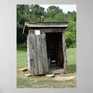 Old wooden outhouse poster
