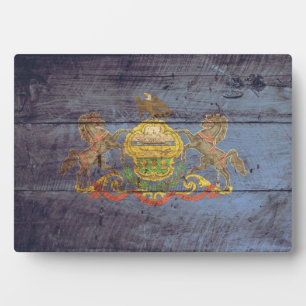 Old Wooden Pennsylvania Flag; Plaque