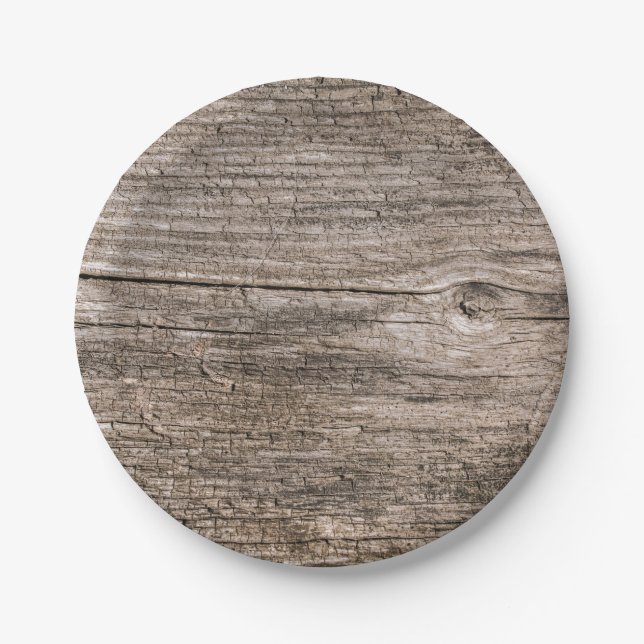 Old wooden planks paper plate (Front)