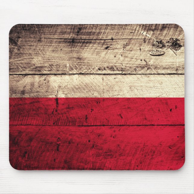 Old Wooden Poland Flag Mouse Mat (Front)