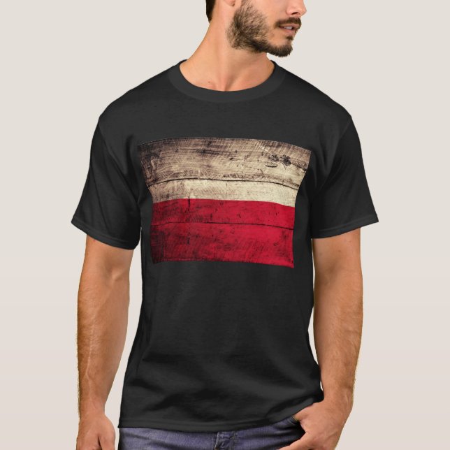 Old Wooden Poland Flag; T-Shirt (Front)
