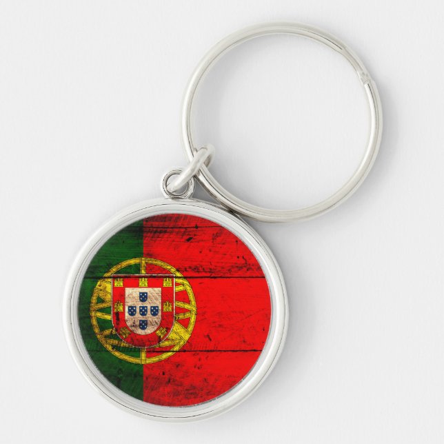 Old Wooden Portugal Flag Key Ring (Front)