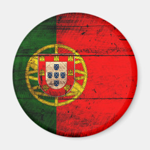 Old Wooden Portugal Flag Magnet
