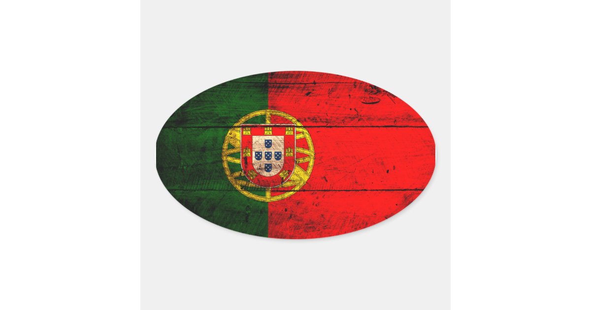 Old Wooden Portugal Flag Oval Sticker | Zazzle.co.uk
