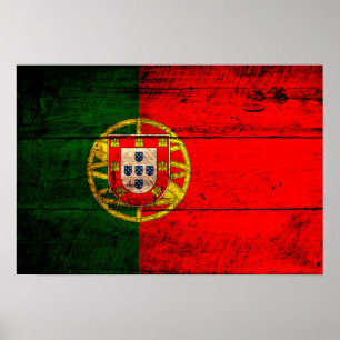 Old Wooden Portugal Flag Poster