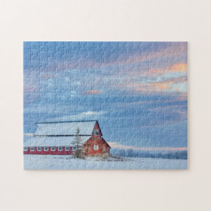 Old Wooden Red Barn In The Lower Valley Jigsaw Puzzle
