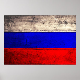 Old Wooden Russian Flag Poster
