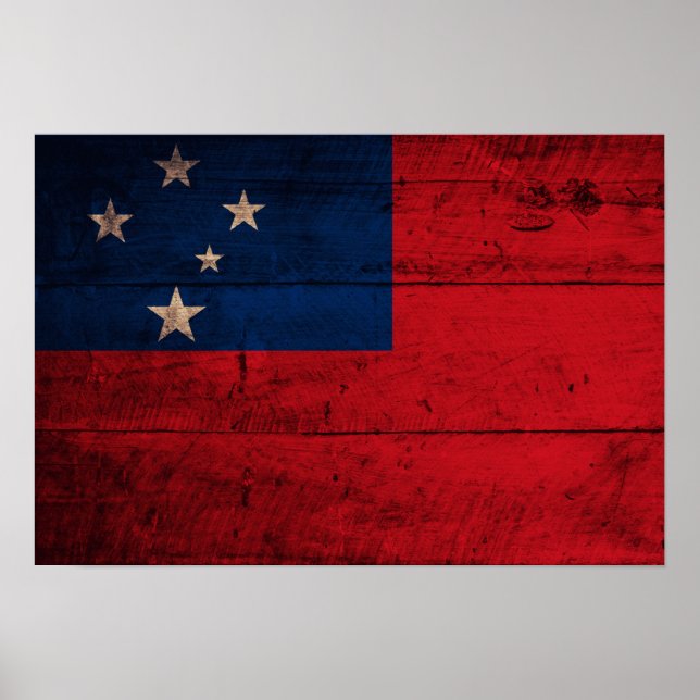Old Wooden Samoa Flag Poster (Front)