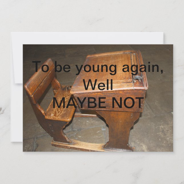 Old  Wooden School Desk and Chair Invitation (Front)