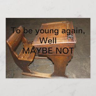 Old  Wooden School Desk and Chair Invitation