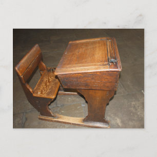 Old Wooden School Desk and Chair Post Card