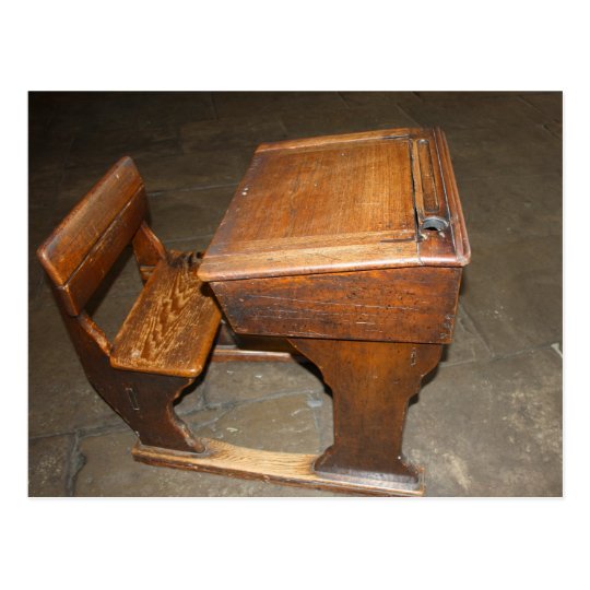 Old Wooden School Desk And Chair Post Card Zazzle Co Uk