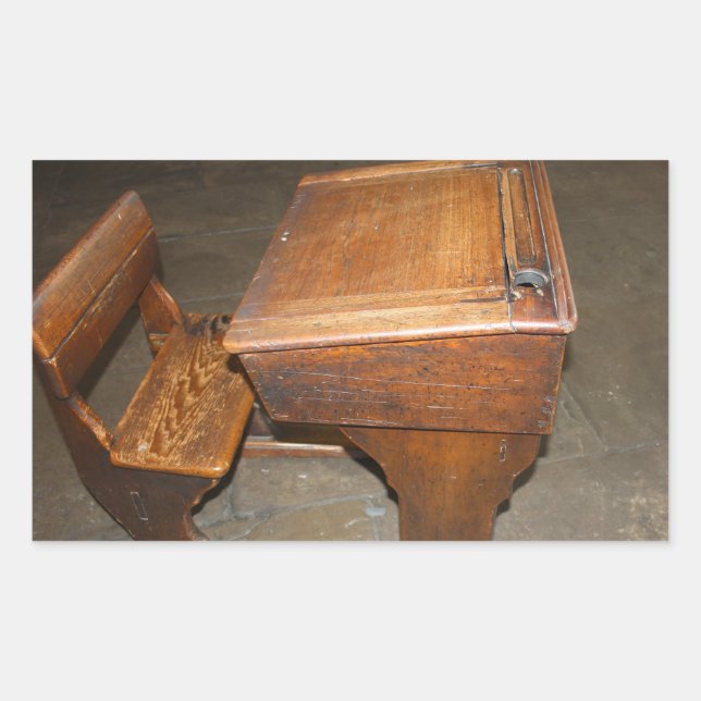 Old  Wooden School Desk and Chair Stickers (Front)