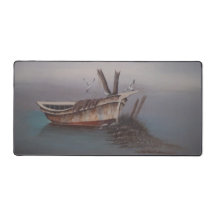 Old Wooden Skiff Desk Mat