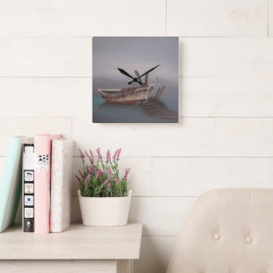 Old Wooden Skiff Wall Clock