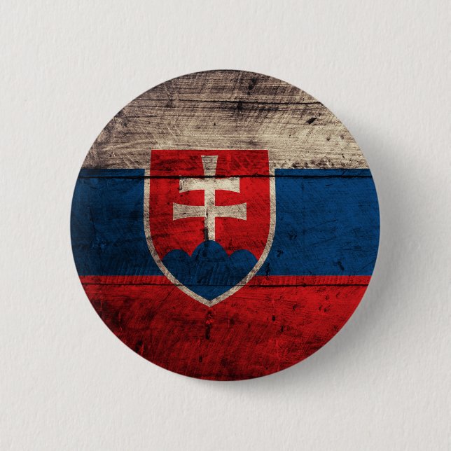 Old Wooden Slovakia Flag 6 Cm Round Badge (Front)