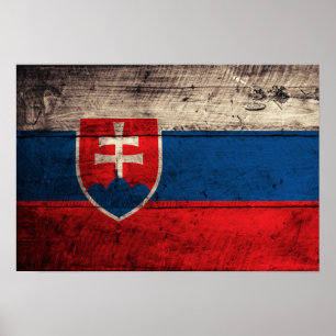 Old Wooden Slovakia Flag Poster
