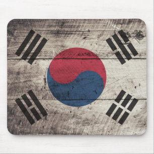 Old Wooden South Korean Flag Mouse Mat