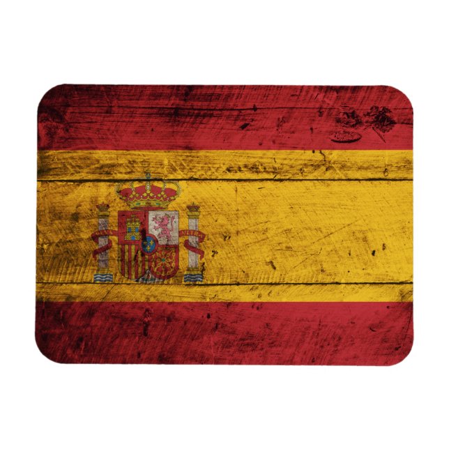 Old Wooden Spain Flag Magnet (Horizontal)