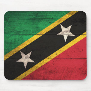 Old Wooden St. Kitts / Nevis Flag Mouse Mat