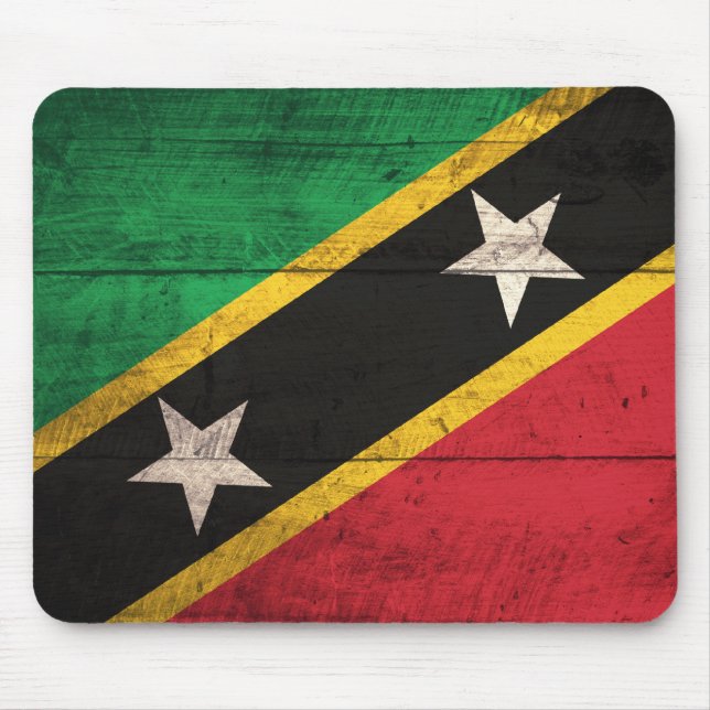 Old Wooden St. Kitts / Nevis Flag Mouse Mat (Front)
