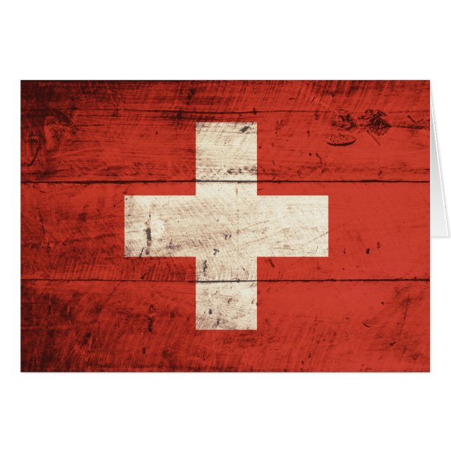 Old Wooden Swiss Flag (Front Horizontal)