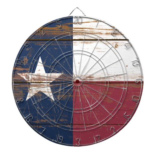 Old Wooden Texas State Flag Dart Board (Front)