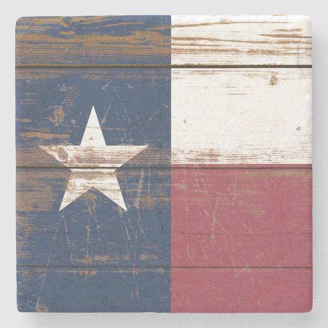 Old Wooden Texas State Flag Stone Coaster (Front)