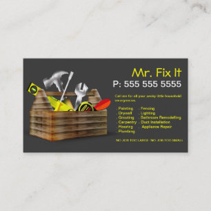 Old Wooden Toolbox Repair Handyman Business Card