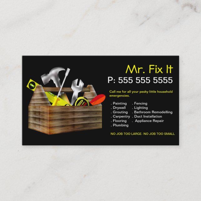 Old Wooden Toolbox Repair Handyman Business Card (Front)