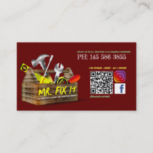 Old Wooden Toolbox Repair Handyman Business Card