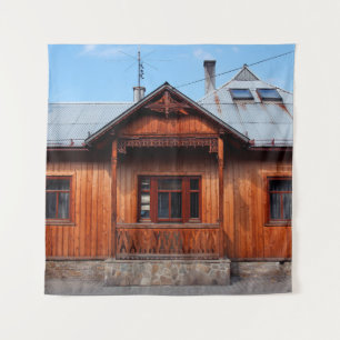 Old wooden traditional house accommodation, ancien tapestry