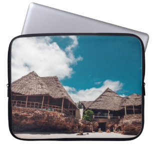 Old wooden tropical bungalow on the beachancient,a laptop sleeve