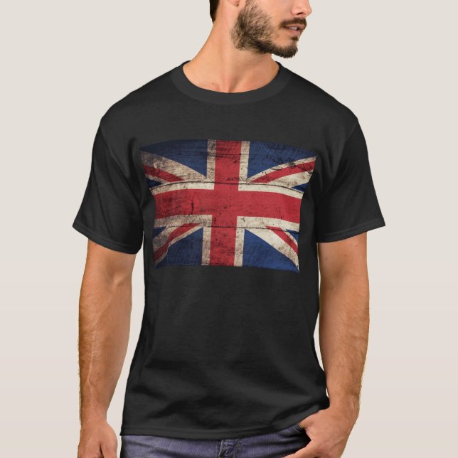 Old Wooden UK Flag; T-Shirt (Front)