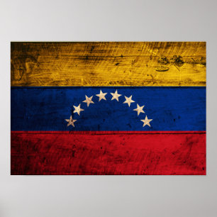 Old Wooden Venezuela Flag Poster