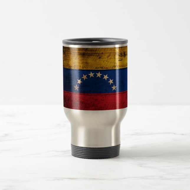 Old Wooden Venezuela Flag Travel Mug (Center)