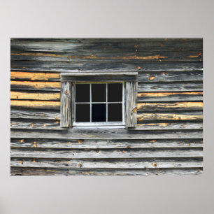 Old wooden wall with window poster