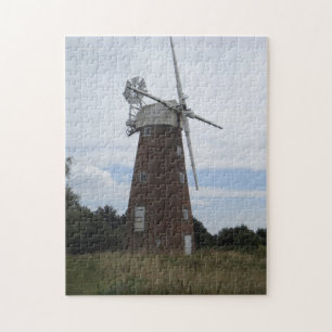 old wooden windmill in rural english countryside jigsaw puzzle