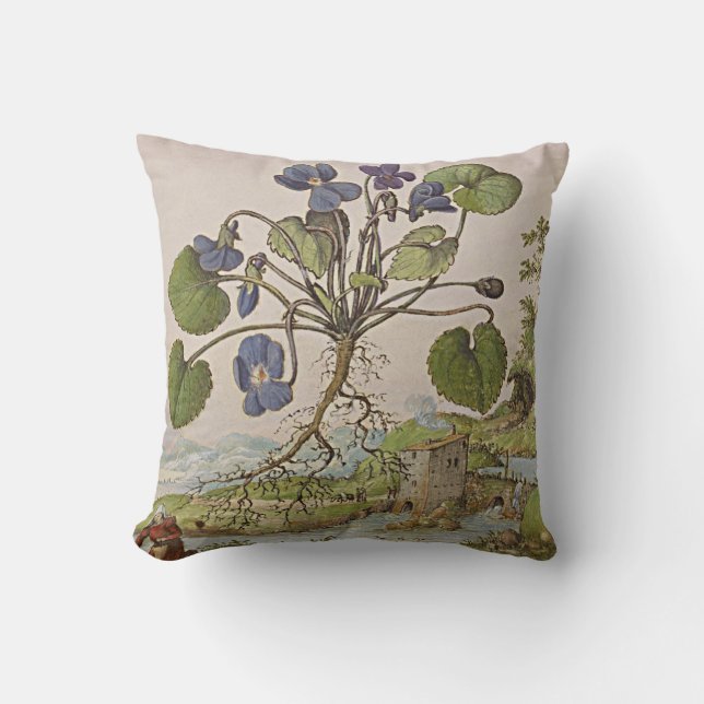 Old World Botanical Art Viola Cushions (Front)