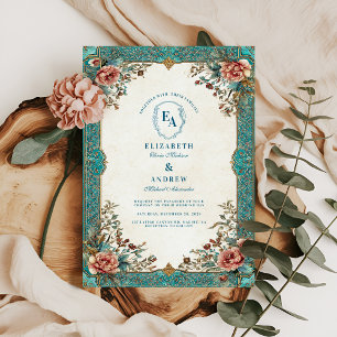Old World Botanical Elegance Wedding Invitation