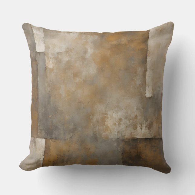 Old World Brown and Gold Distressed Plaid Cushion (Front)