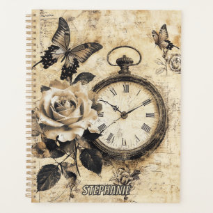 Old World Brown Botanical Compass Butterfly Planner