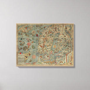 Old World "Carta Marina" Map Canvas Print