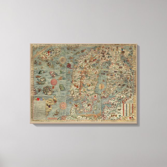 Old World "Carta Marina" Map Canvas Print (Front)